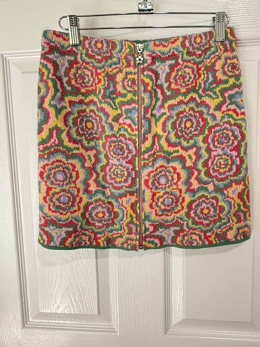 The Ragged Priest Multicolor Floral Knit Zip Mini Skirt